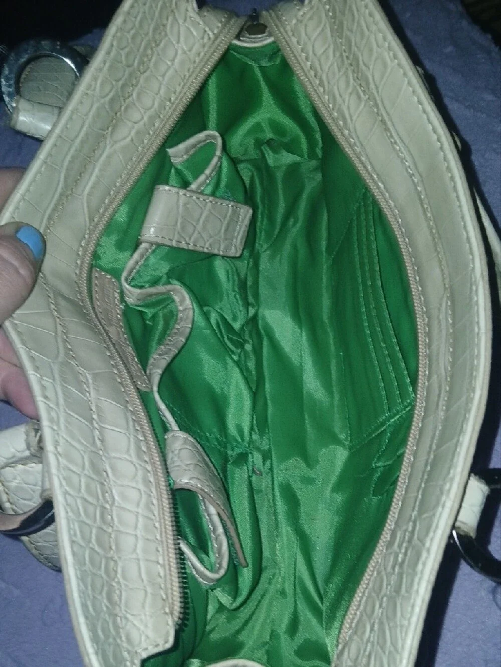Tommy Hilfiger Y2K Vintage Cream Croc-Embossed Leather Shoulder Bag
